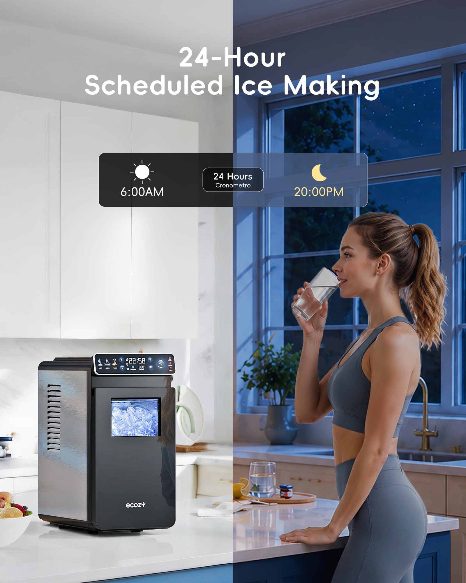 Amazon.com: ecozy Small Ice Maker with Full-Color Panel & Timer